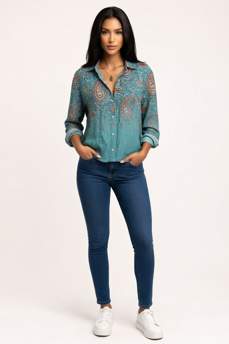Printed Cotton-Linen Shirt — Vintage 9