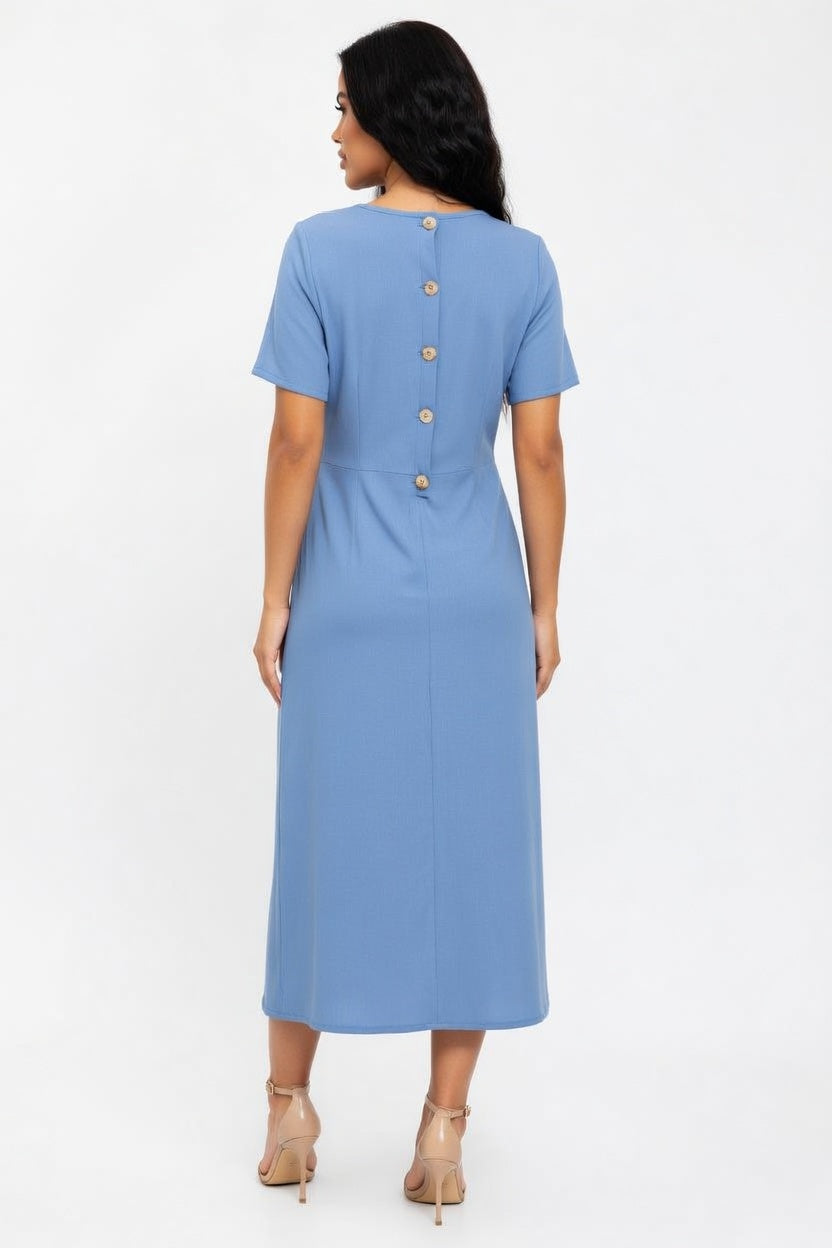 Button Detail Midi Dress — back view