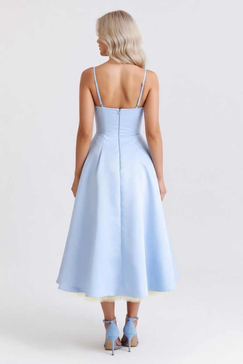 Double Layer Mesh Halter Dress — back view