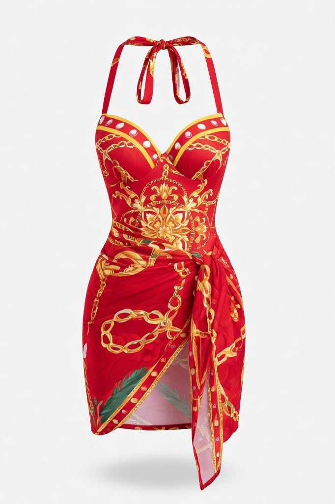 Printed Swimwear Set — Red