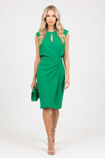 Satin Knot Detail Dress — Green