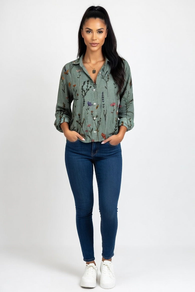 Printed Cotton-Blend Shirt — Vintage 6