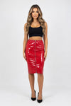 Glossy PU Leather Zip Mini Skirt