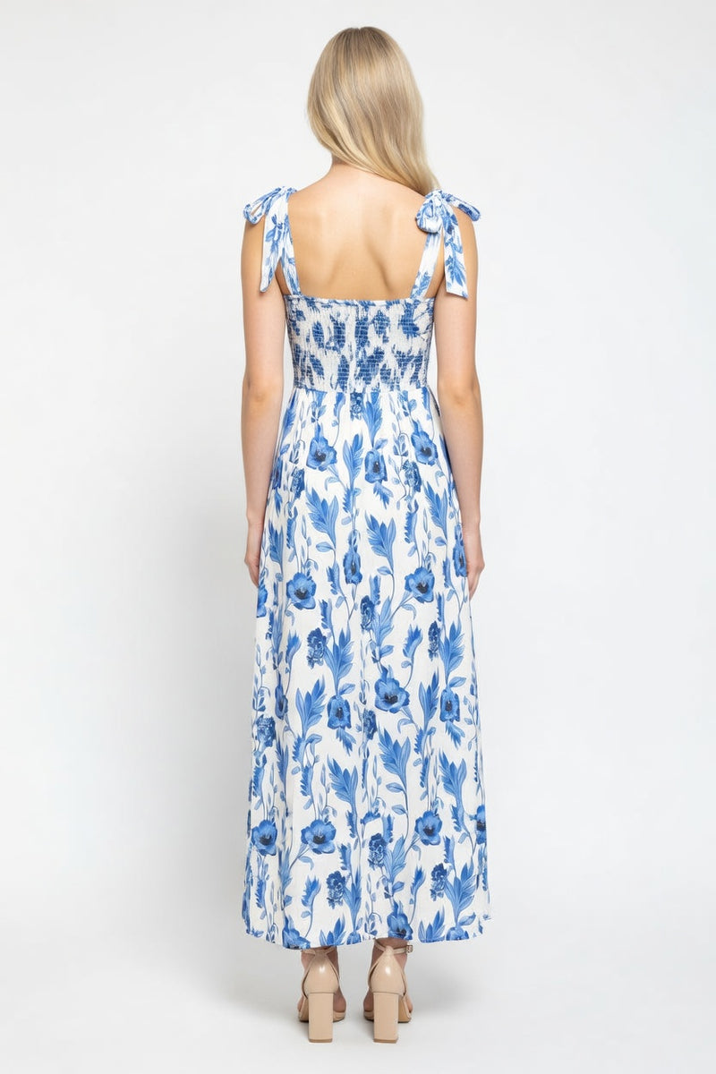 Printed Halter Maxi Dress — back view