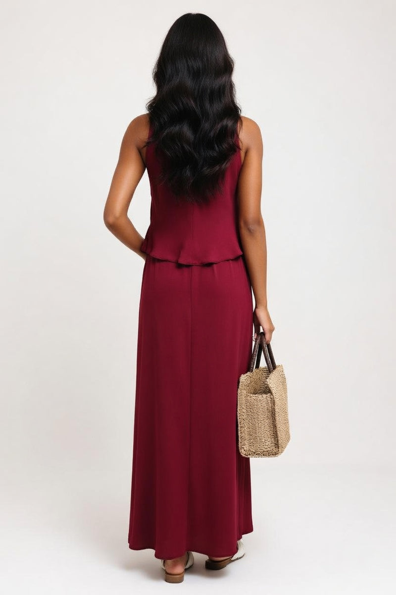Modal Split Maxi Dress — back view