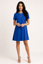 Short Sleeve Mini Dress — Blue