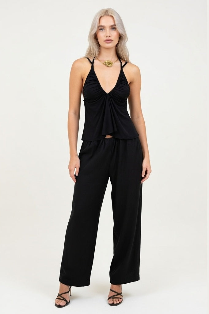Halter Cut-Out Vest — Black