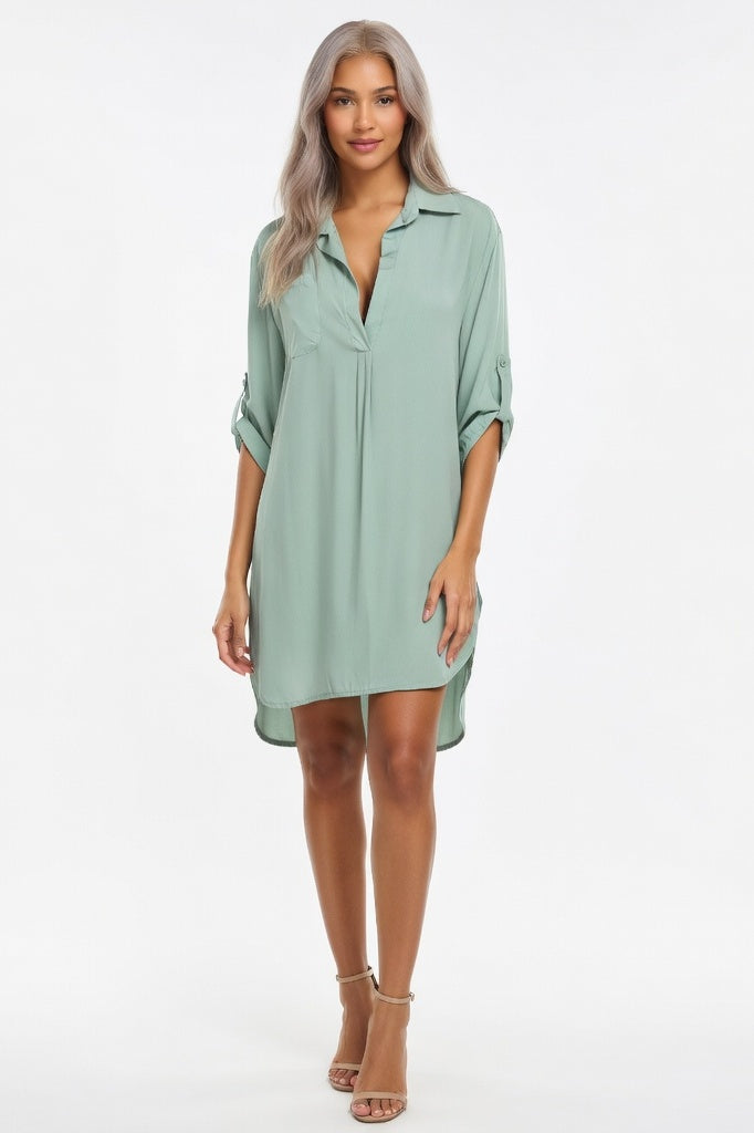 Chiffon Shirt with Pocket — Light Green