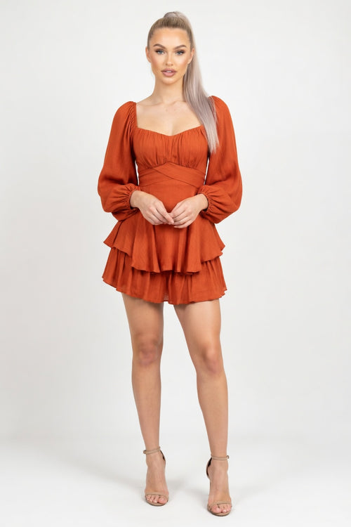Ruffle Square Neck Jumpsuit — front view