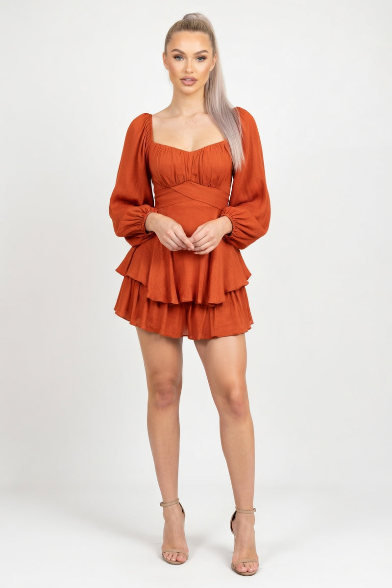 Ruffle Square Neck Jumpsuit — front view
