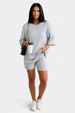 Round Neck Shorts Co-Ord Set — front view