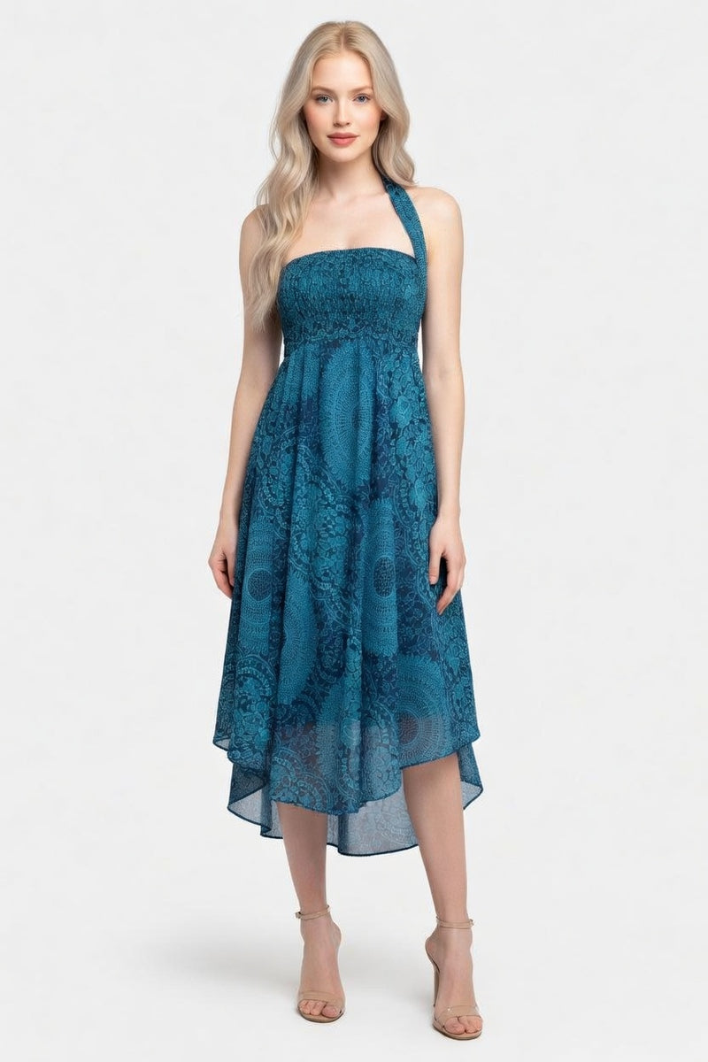 Rose Print Versatile Midi Dress — front view