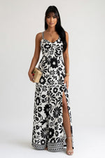 Printed Halter Wide-Leg Jumpsuit — front view