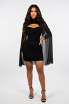 Pearl Chiffon Cape Dress
