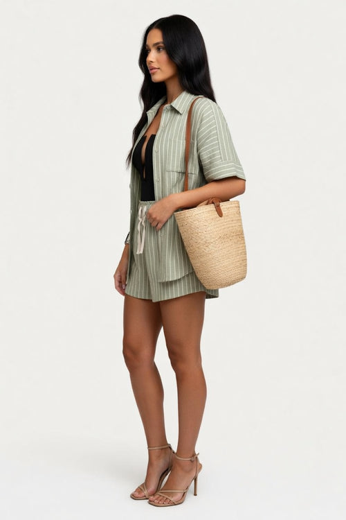 Striped Shirt & Shorts Co-ord Set — side view