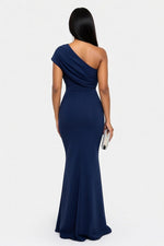 Off-Shoulder Column Dress — back view