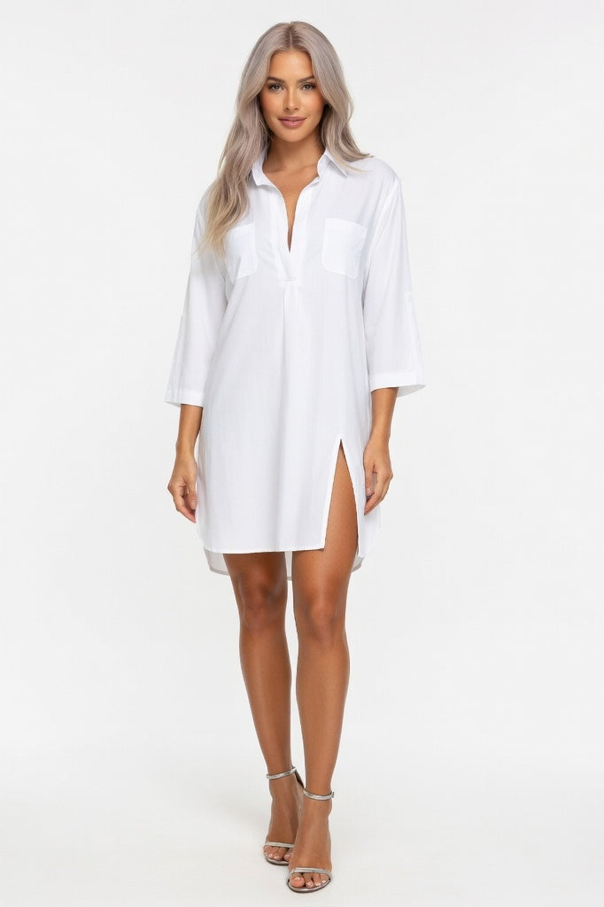 Chiffon Shirt with Pocket — White