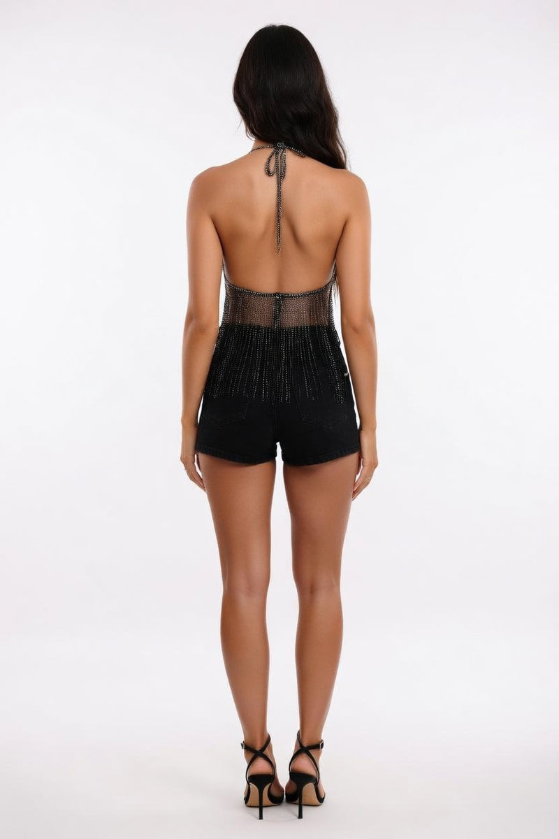 Mesh Chainmail Halter Top — back view