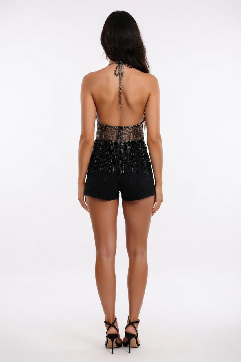 Mesh Chainmail Halter Top — back view