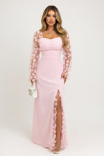 Long Sleeve Midi Dress — Pink