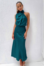 Satin Slip Dress — Lake Blue — colour variant