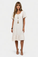 Double Layer Cotton Linen Dress — front view