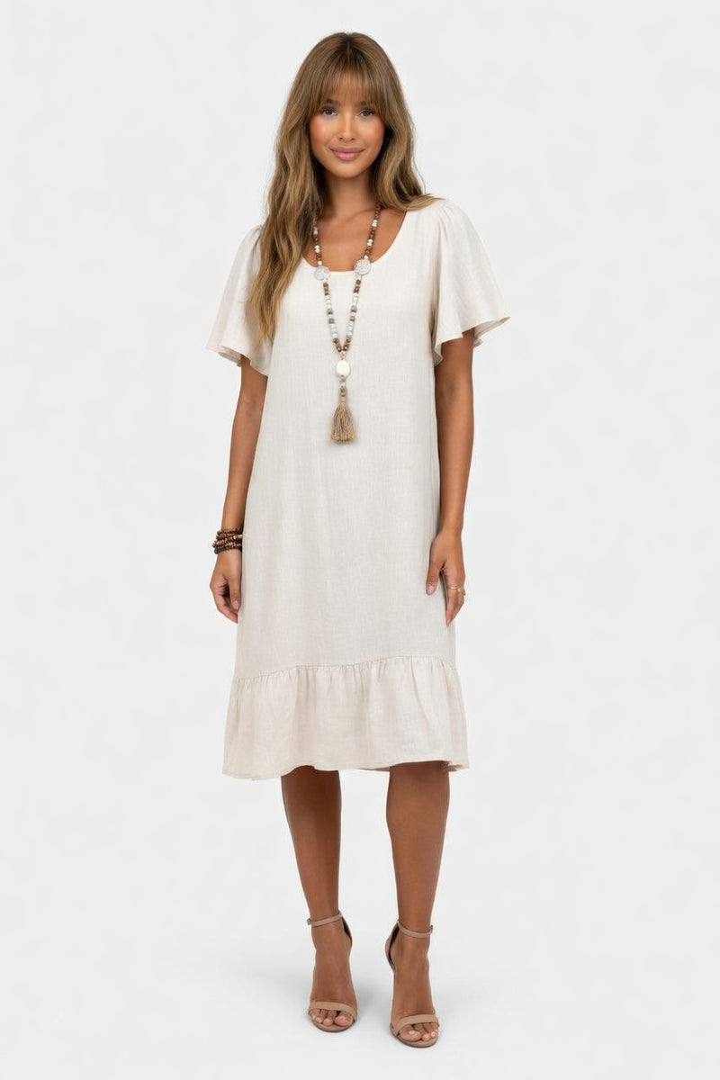 Double Layer Cotton Linen Dress — front view
