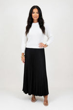 Knit Pleated Hybrid Dress — Black Top White Bottom