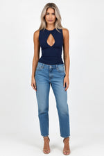 Hollow Sleeveless Vest — Navy Blue