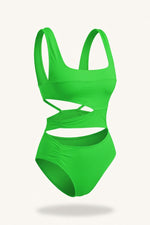 Cut-Out One-Piece Swimsuit — Green