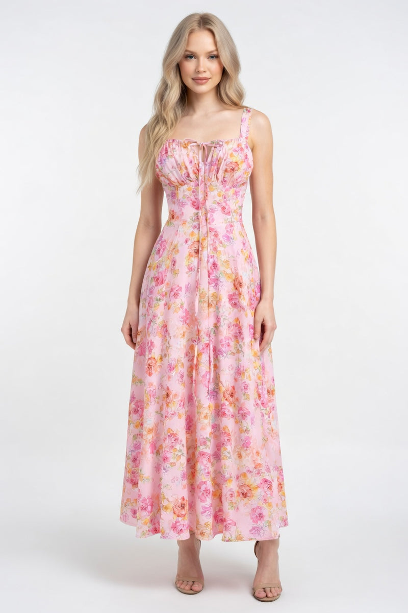 Printed Halter Maxi Dress — front view
