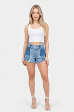 Tassel Trim Denim Shorts — Navy