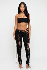 Lace-Up Vest and Trouser Co-Ord Set — front view