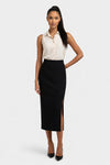 Stretch Midi Skirt with Side Slit