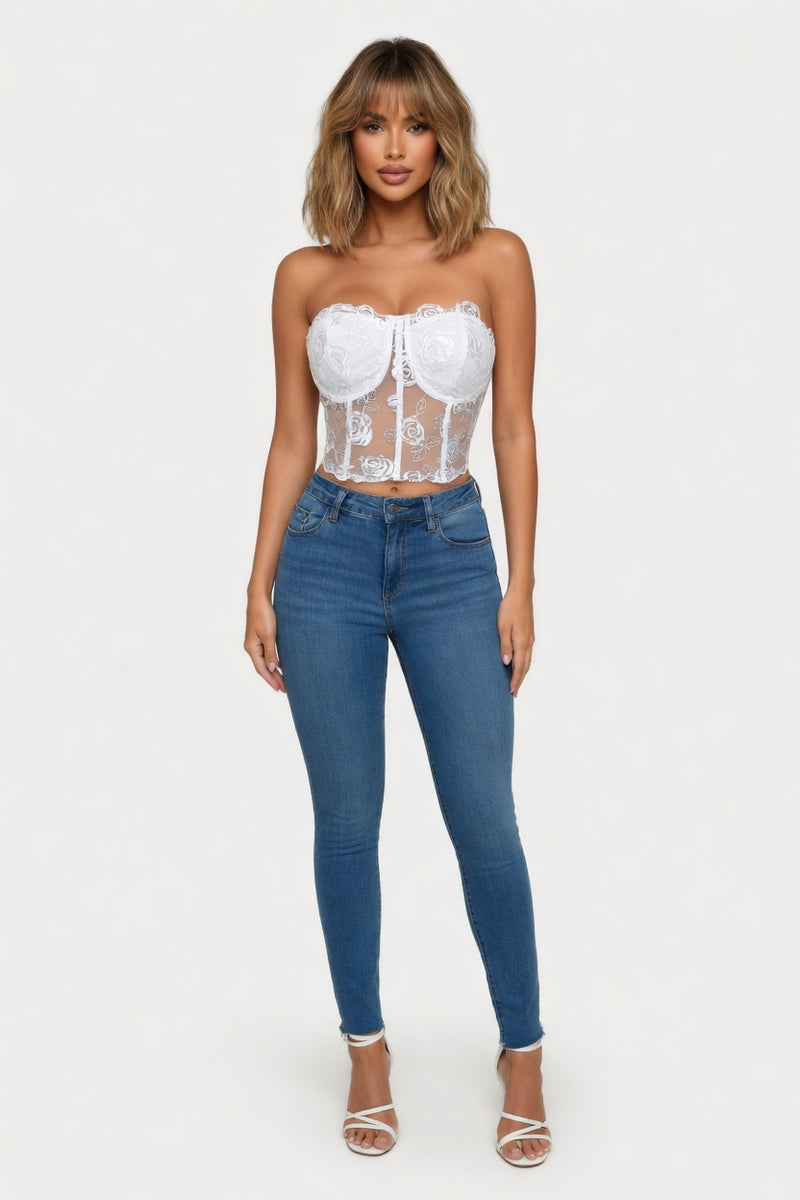Lace Mesh Halter Top — front view