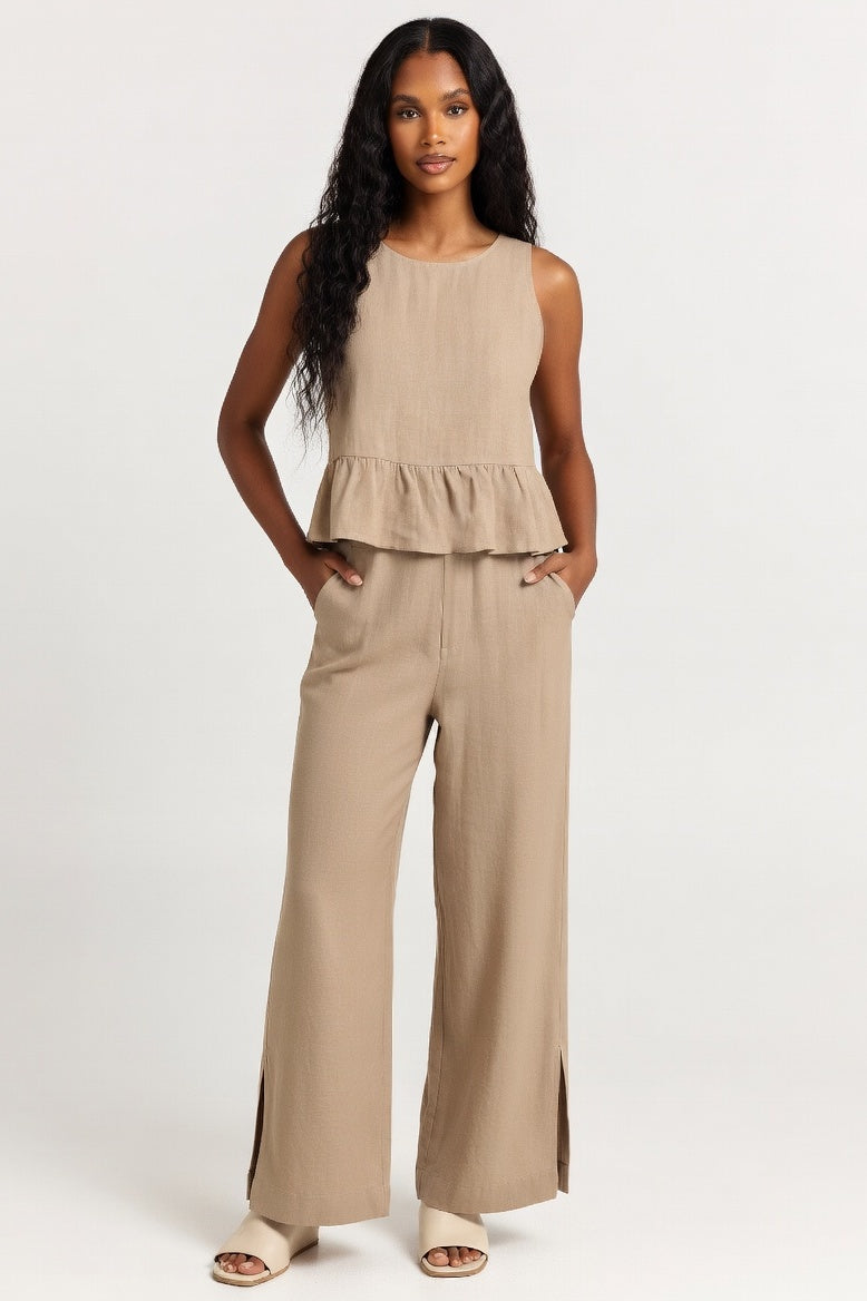 Sleeveless Co-ord Set — Khaki