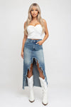 Raw Edge Denim Mini Skirt