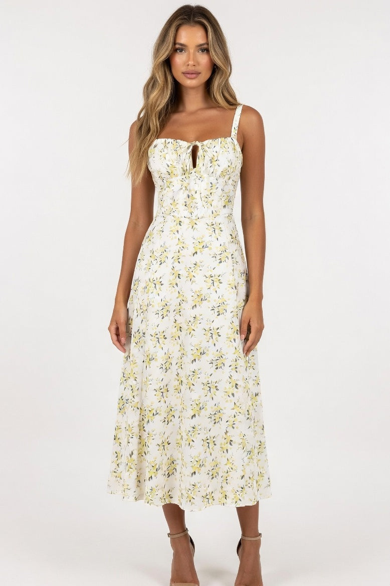 Strappy Back Maxi Dress — Yellow Print