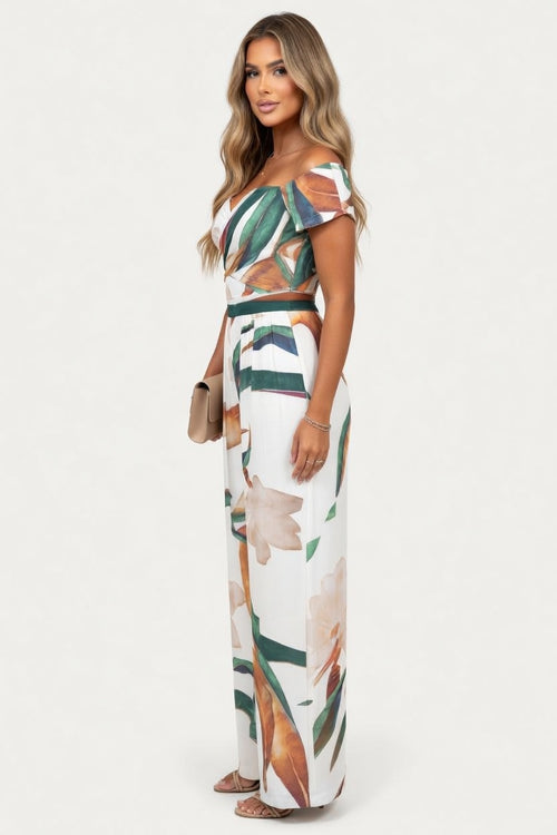 Printed Wide Leg Jumpsuit — side view