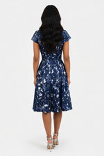 Printed Round Neck Pocket Dress — back view