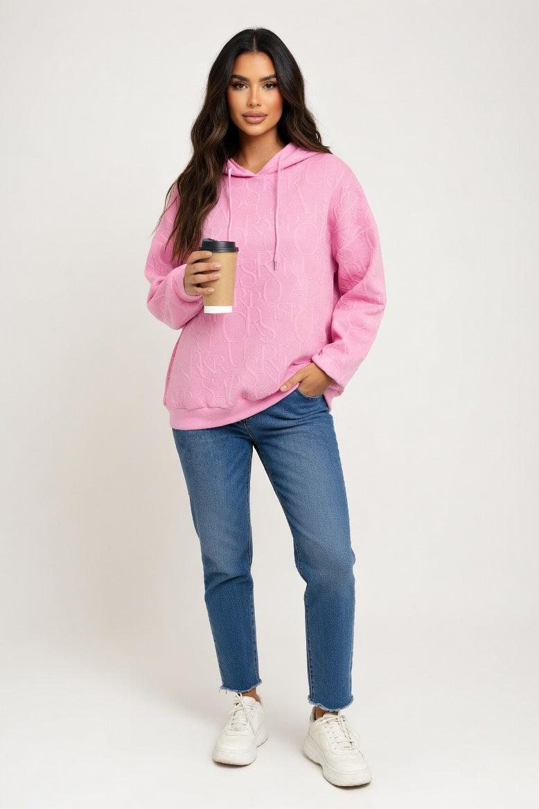 Hooded Cotton Sweatshirt — Pink