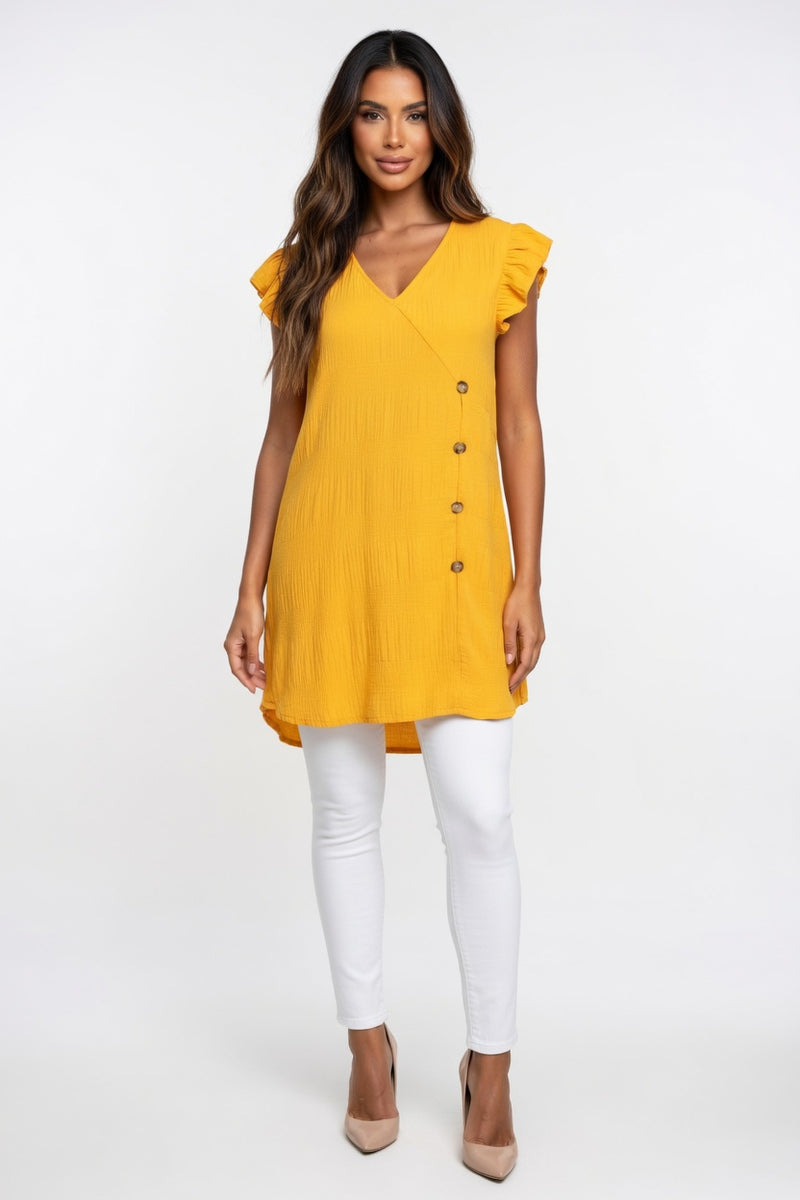 V-Neck Ruffle Sleeve Shirt — front view
