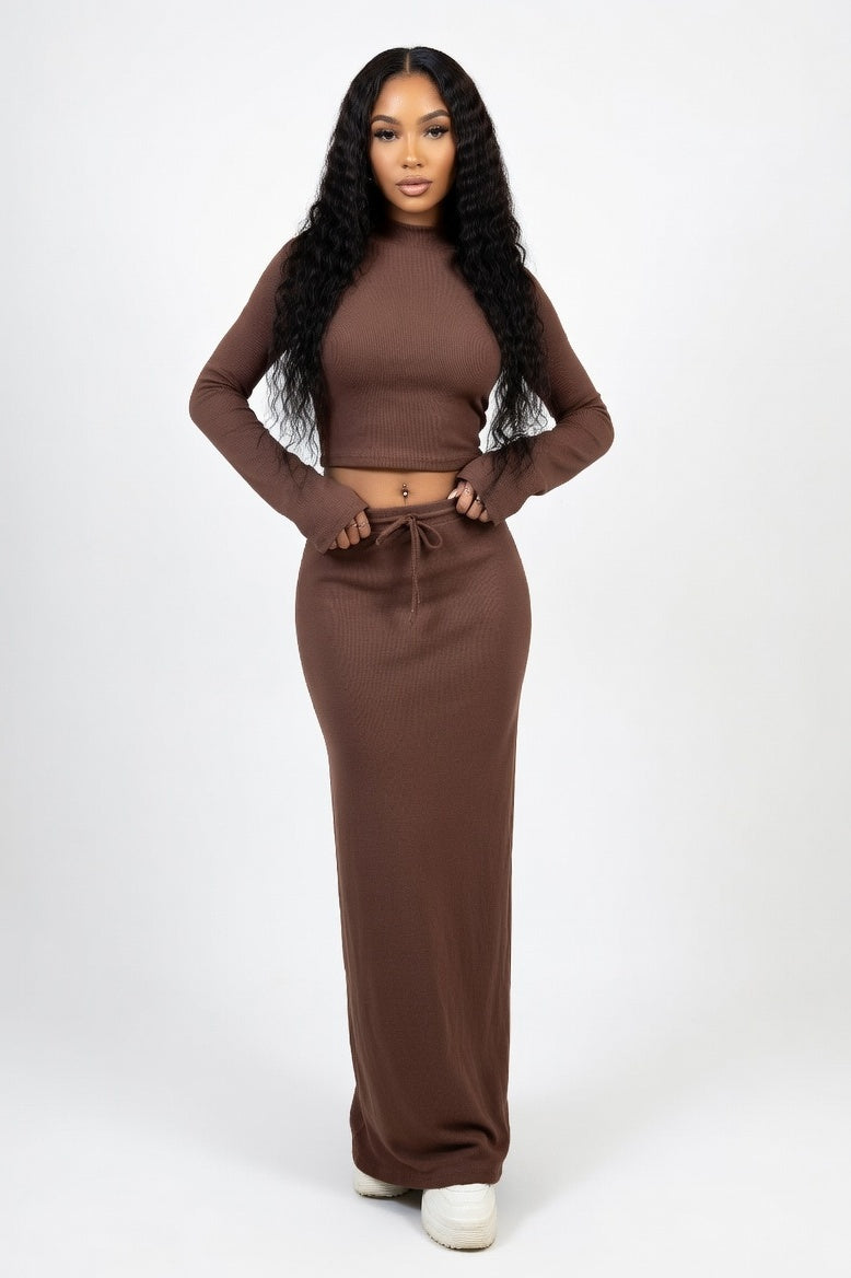 Lace-Up Co-Ord Set — Camel