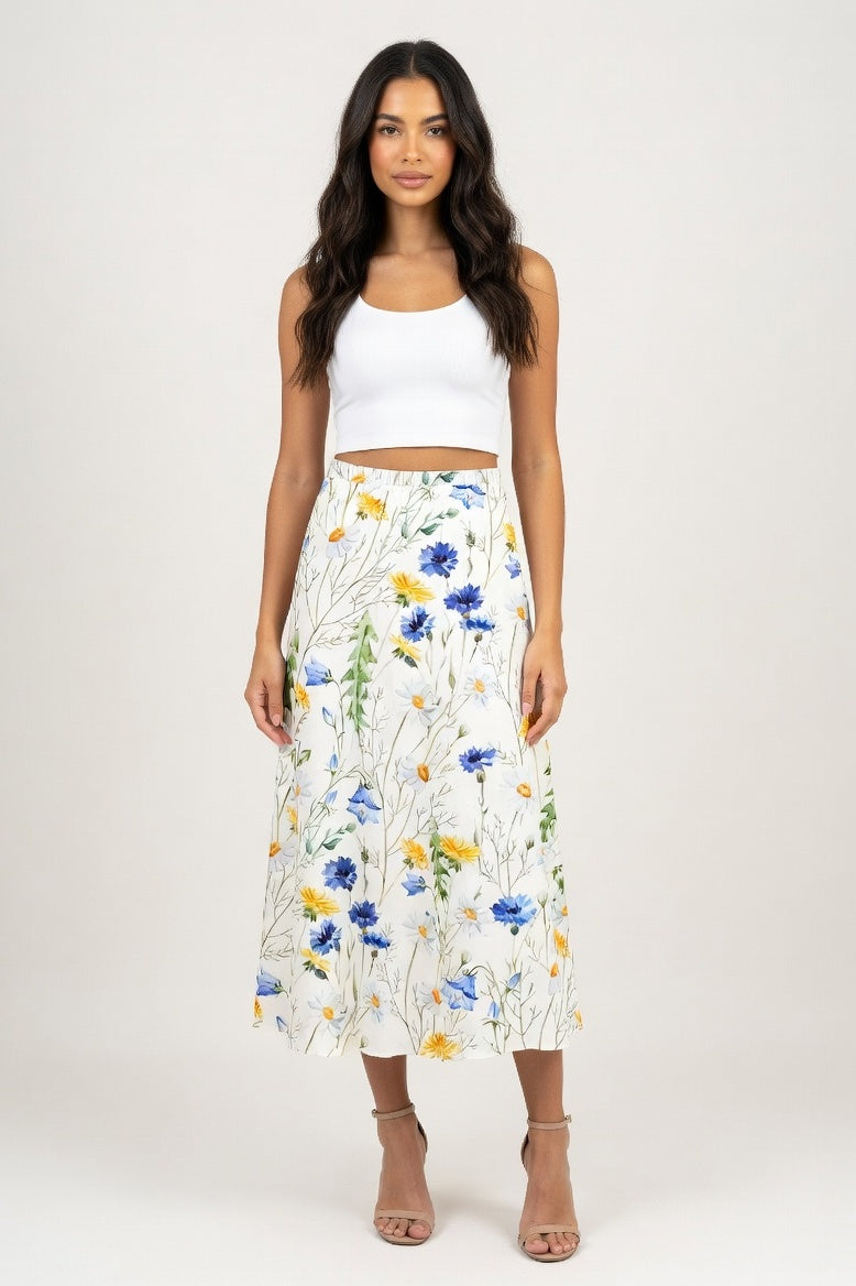 Leopard Print Elastic Waist Skirt — Floral