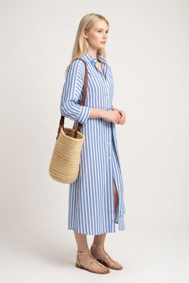 Striped Shirt Dress — side view