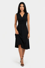 V-Neck Wrap Midi Dress — front view