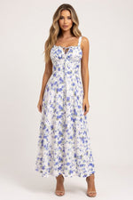 Strappy Back Maxi Dress — Blue Floral