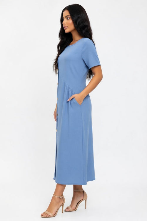 Button Detail Midi Dress — side view