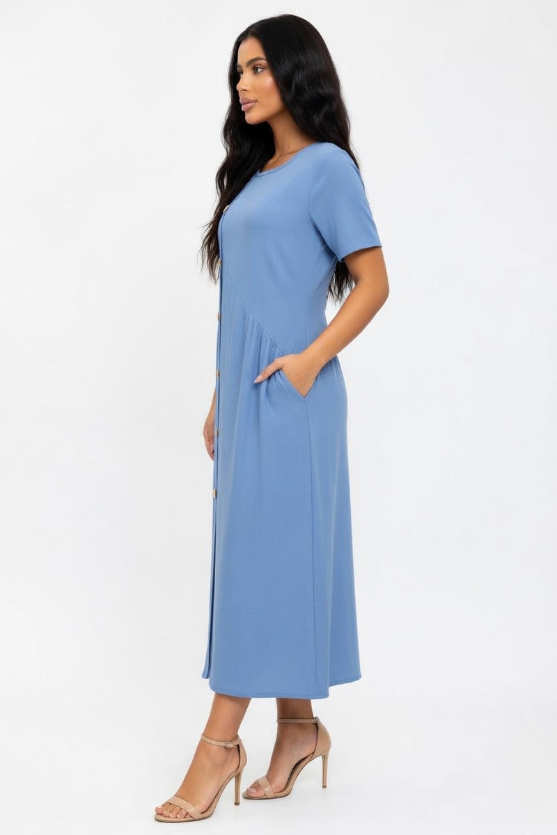 Button Detail Midi Dress — side view