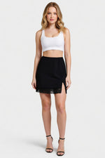 Lace Split A-Line Midi Skirt — Off White